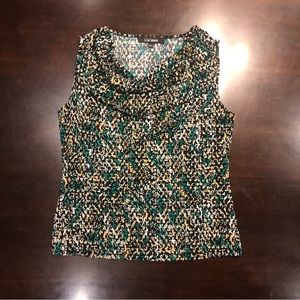 Le Suit Separates Sleeveless Blouse Sz L Black/ White/Tan